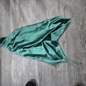 Windsor Teal Satin Bodysuit